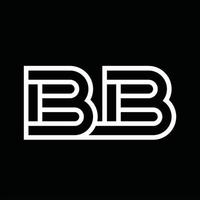 monograma del logotipo bb con espacio negativo de estilo de línea vector
