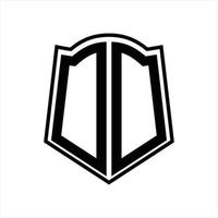 Logo monogram with shield shape outline design template vector