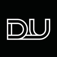 DU Logo monogram with line style negative space vector