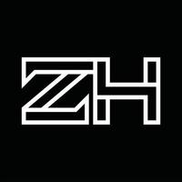 ZH Logo monogram with line style negative space vector