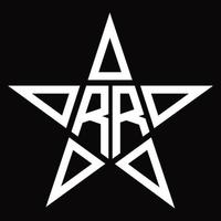 RR Logo monogram with star shape design template vector