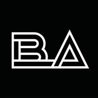 BA Logo monogram with line style negative space vector