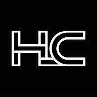 monograma del logotipo de hc con espacio negativo de estilo de línea vector