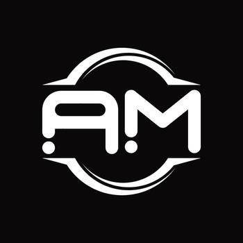 AM Logo monogram with circle rounded slice shape design template vector
