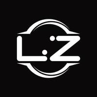 LZ Logo monogram with circle rounded slice shape design template vector