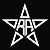 monograma del logotipo ra con plantilla de diseño en forma de estrella vector
