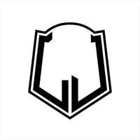 monograma del logotipo de lj con plantilla de diseño de esquema de forma de escudo vector