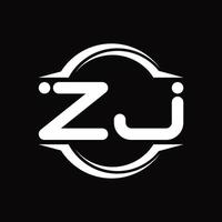 monograma del logotipo zj con plantilla de diseño de forma de corte redondeado circular vector