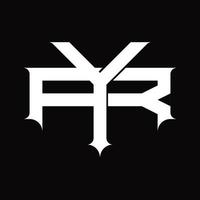 RY Logo monogram with vintage overlapping linked style design template vector