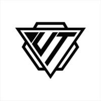 monograma del logotipo ut con plantilla de triángulo y hexágono vector