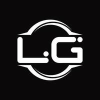 monograma del logotipo de lg con plantilla de diseño de forma de rebanada redondeada de círculo vector