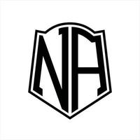 NA Logo monogram with shield shape outline design template vector