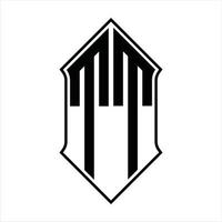 Logo monogram with shieldshape and outline design template vector icon abstract