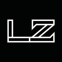 monograma del logotipo de lz con espacio negativo de estilo de línea vector