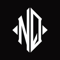 NQ Logo monogram with shield shape isolated design template vector
