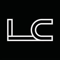 monograma del logotipo de lc con espacio negativo de estilo de línea vector