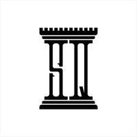 SQ Logo monogram with pillar shape design template vector