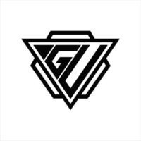 GU Logo monogram with triangle and hexagon template vector