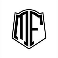 monograma del logotipo mf con plantilla de diseño de esquema de forma de escudo vector