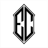 EC Logo monogram with shieldshape and outline design template vector icon abstract