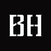 monograma de logotipo bh con plantilla de diseño de corte medio vector