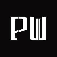 monograma del logotipo de pw con plantilla de diseño de corte medio vector