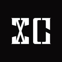 monograma del logotipo xc con plantilla de diseño de corte medio vector