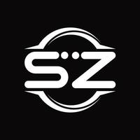 SZ Logo monogram with circle rounded slice shape design template vector