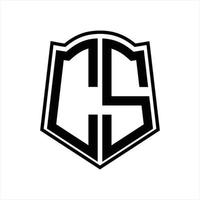 Logo monogram with shield shape outline design template vector