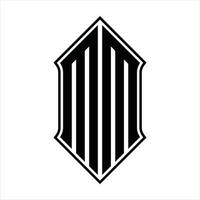 Logo monogram with shieldshape and outline design template vector icon abstract