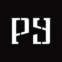 monograma de logotipo py con plantilla de diseño de corte medio vector
