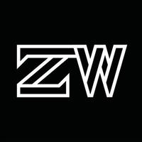 ZW Logo monogram with line style negative space vector