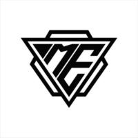 monograma de mi logo con plantilla de triángulo y hexágono vector