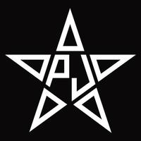 PJ Logo monogram with star shape design template vector