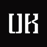 monograma del logotipo del Reino Unido con plantilla de diseño de corte medio vector