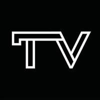 monograma del logotipo de tv con espacio negativo de estilo de línea vector