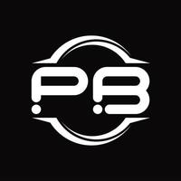 monograma de logotipo pb con plantilla de diseño de forma de corte redondeado circular vector