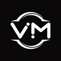 VM Logo monogram with circle rounded slice shape design template vector