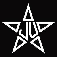 monograma del logotipo jv con plantilla de diseño en forma de estrella vector