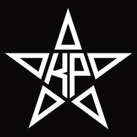 monograma del logotipo kp con plantilla de diseño en forma de estrella vector