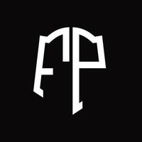 FP Logo monogram with shield shape ribbon design template vector