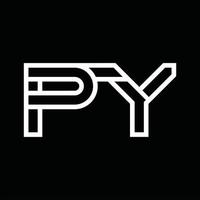 monograma del logotipo py con espacio negativo de estilo de línea vector