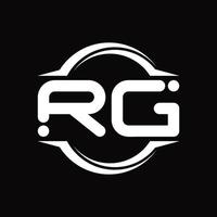 monograma de logotipo rg con plantilla de diseño de forma de corte redondeado circular vector