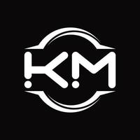 KM Logo monogram with circle rounded slice shape design template vector