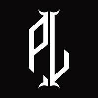 PL Logo monogram with horn shape design template vector