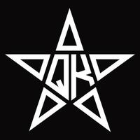 monograma de logotipo qk con plantilla de diseño de forma de estrella vector