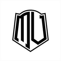 MV Logo monogram with shield shape outline design template vector