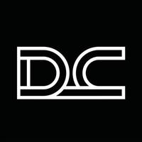 monograma del logotipo de dc con espacio negativo de estilo de línea vector