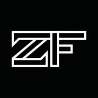 monograma del logotipo zf con espacio negativo de estilo de línea vector