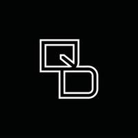 monograma de logotipo qd con plantilla de diseño de estilo de línea vector